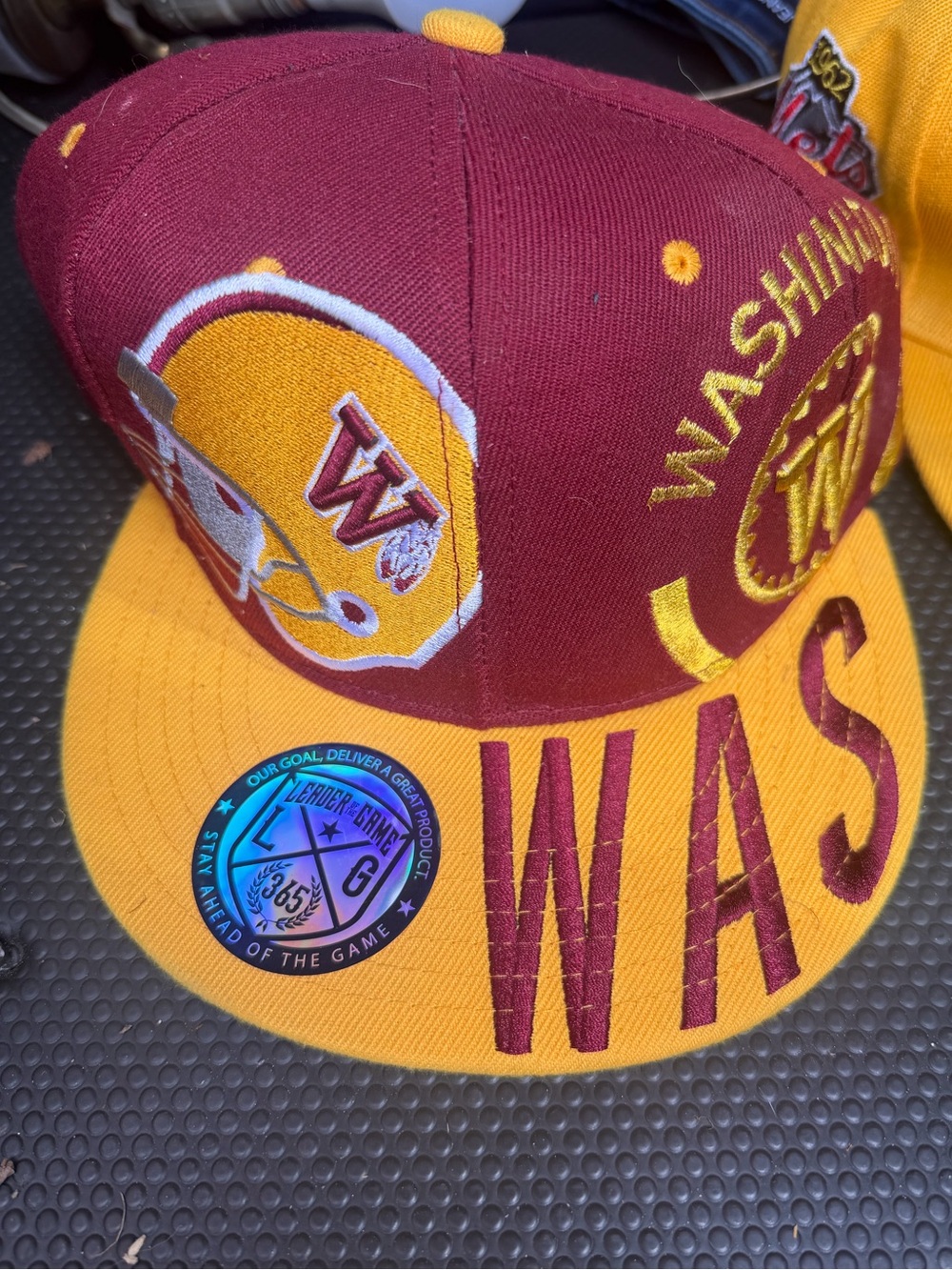 Vintage burgundy and gold Washington cap
